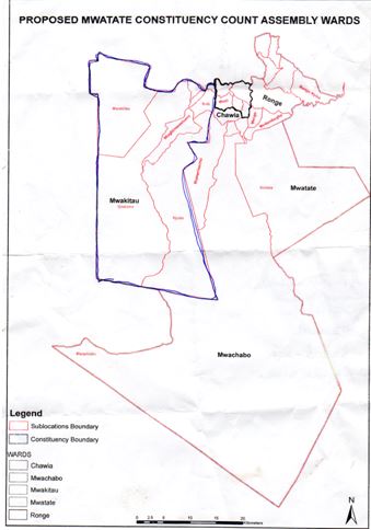 A map showing boundaries of Bura Ward